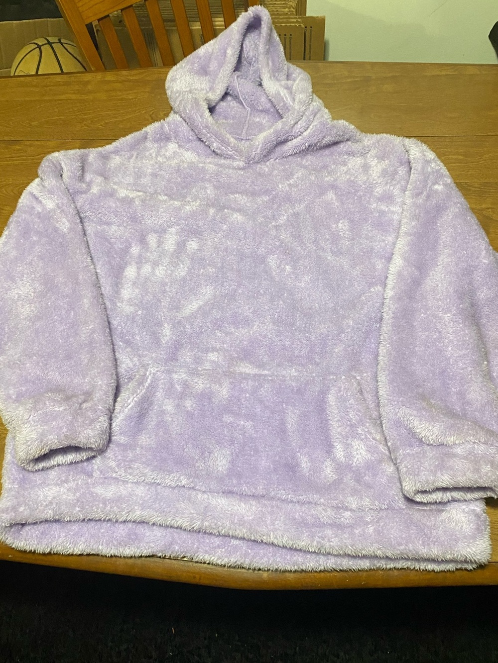 SHEIN Plush Lavender Hooded Cowl Sweater